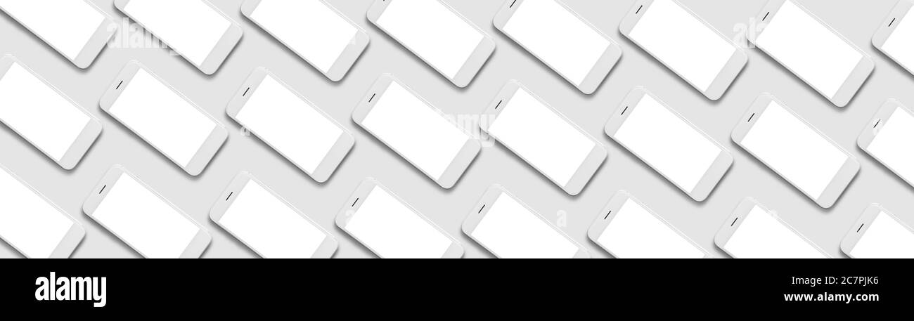 De nombreux téléphones mobiles sur fond gris Banque D'Images