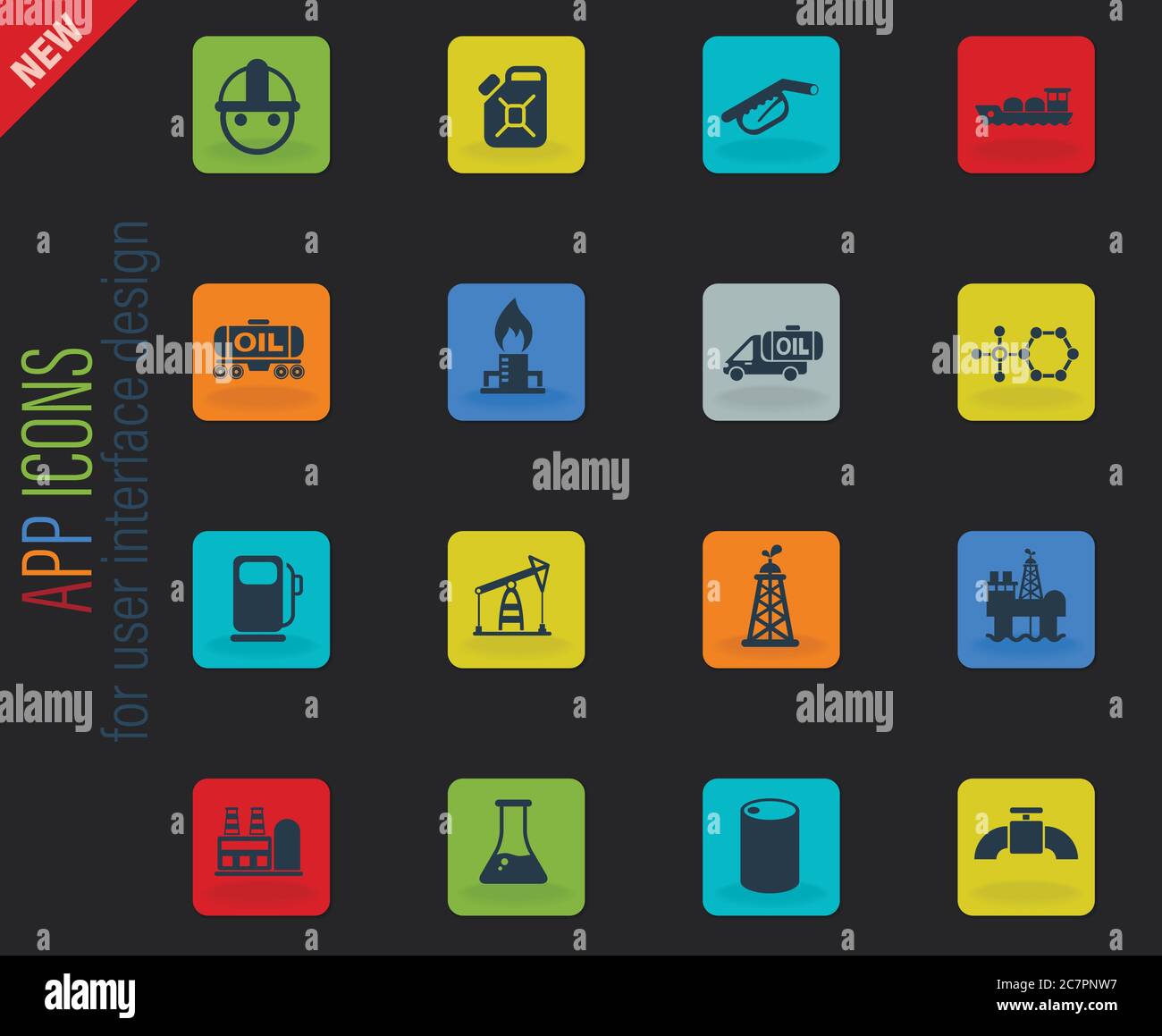 L'extraction de pétrole icon set Illustration de Vecteur