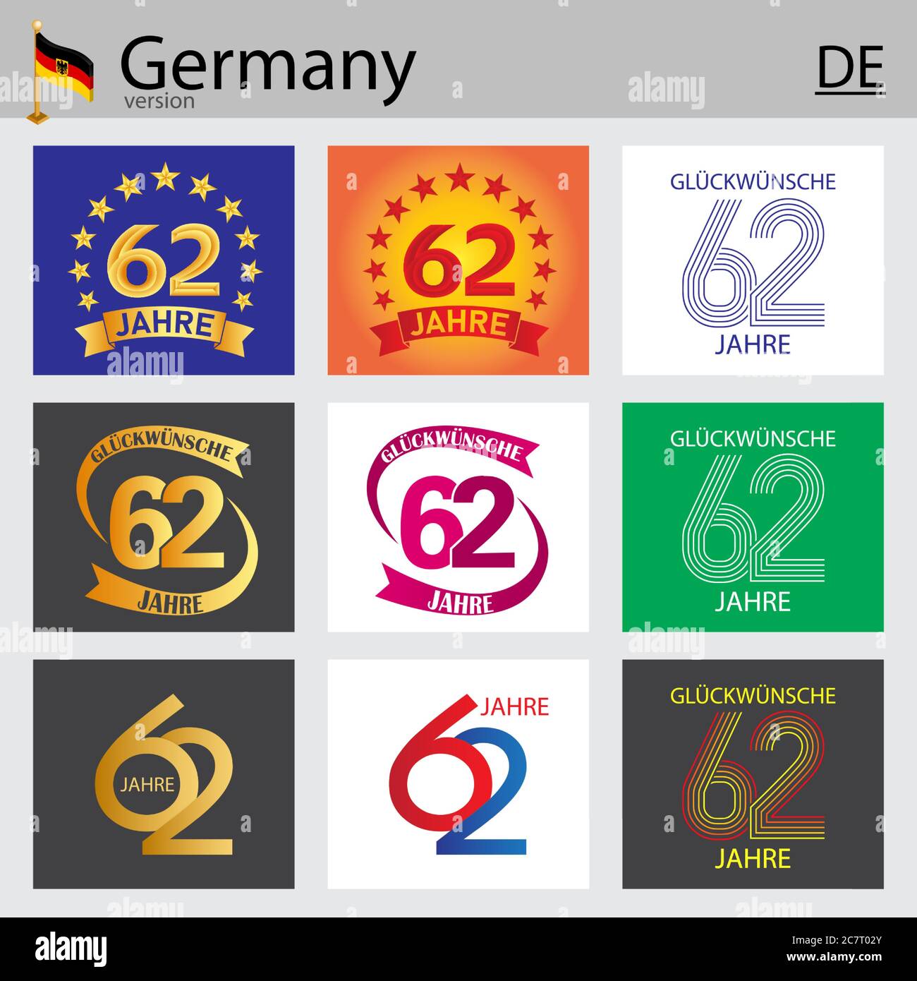 Ensemble Allemand De Soixante Deux Ans 62 Ans Celebration Design Elements De Modele De Numero De Scenario Anniversaire Pour Votre Fete D Anniversaire Image Vectorielle Stock Alamy Ensemble Allemand De Soixante Deux Ans 62 Ans Celebration Design Elements De Modele De Numero De Scenario Anniversaire Pour Votre Fete D Anniversaire Image Vectorielle Stock Alamy