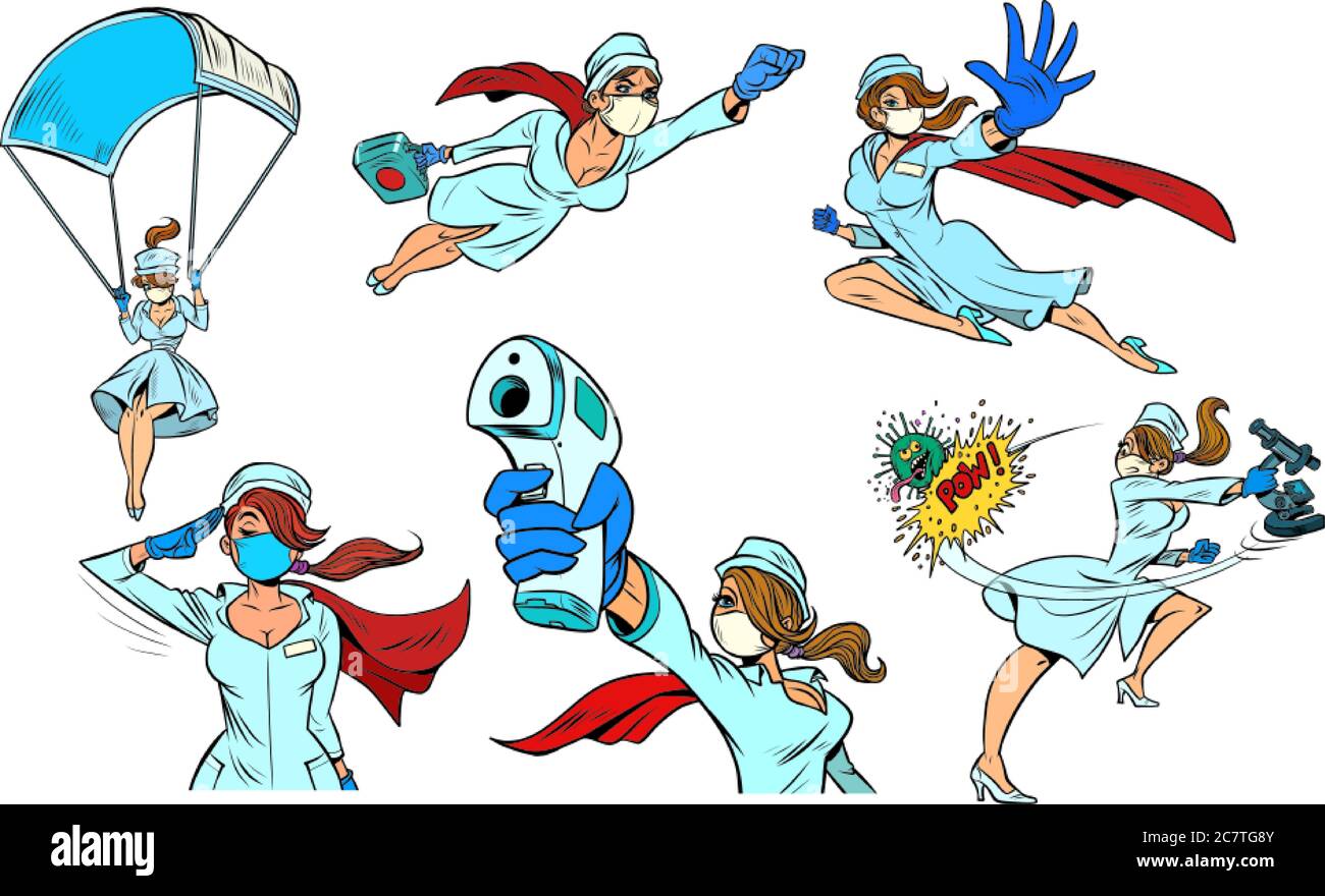 collection super hero nurse set Illustration de Vecteur