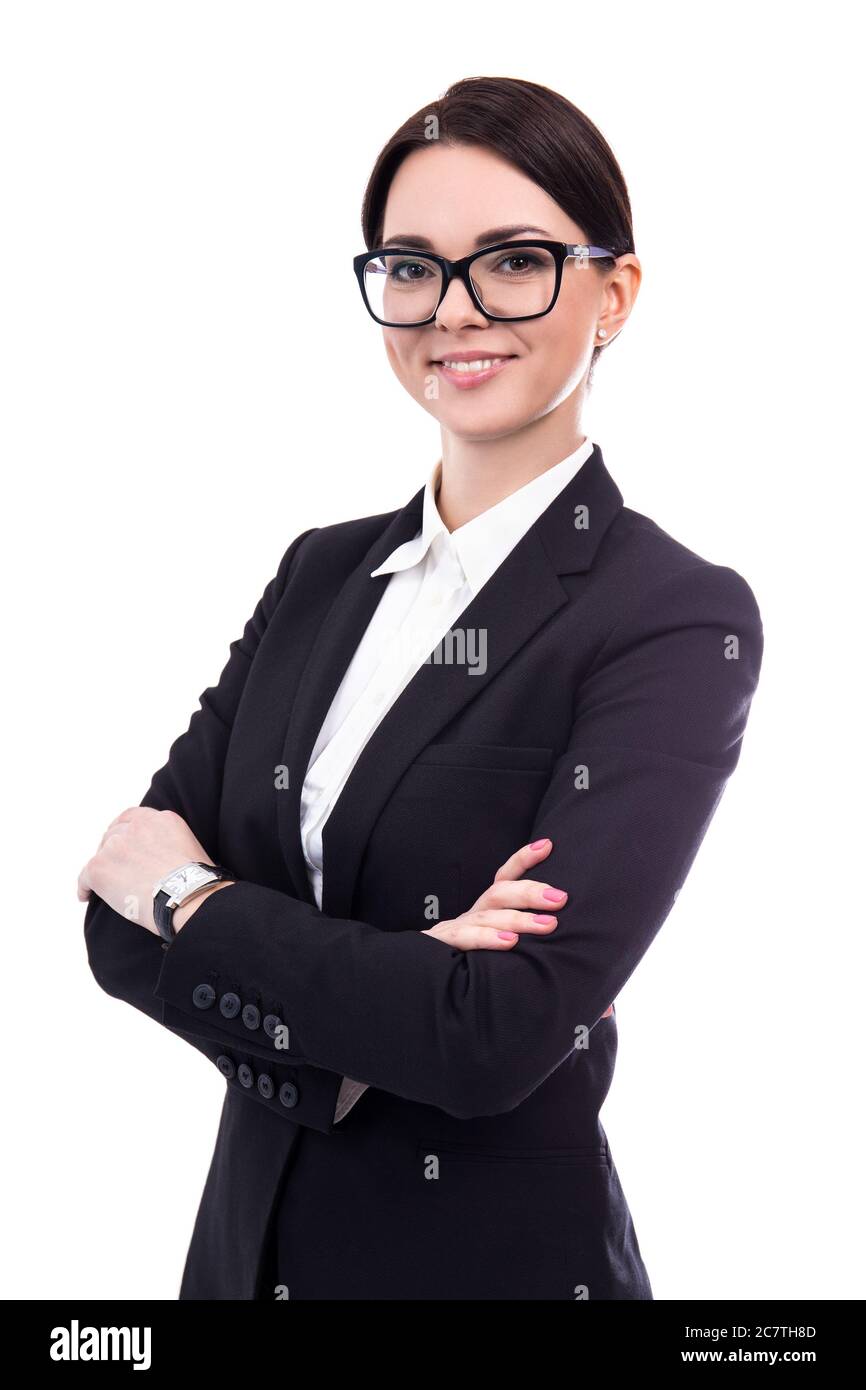 portrait de la belle femme d'affaires isolée sur fond blanc Banque D'Images