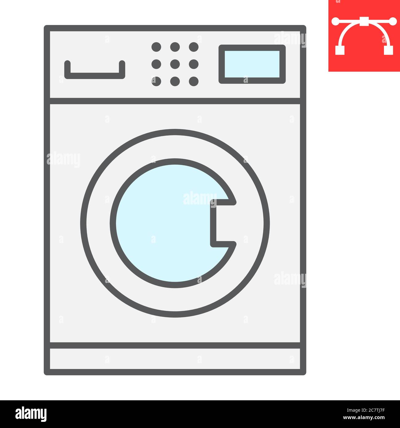 Icône de ligne de couleur de blanchisserie libre-service, nettoyage à sec  et lavage, graphiques vectoriels de signe de machine à laver, icône  linéaire de trait modifiable, eps 10 Image Vectorielle Stock -