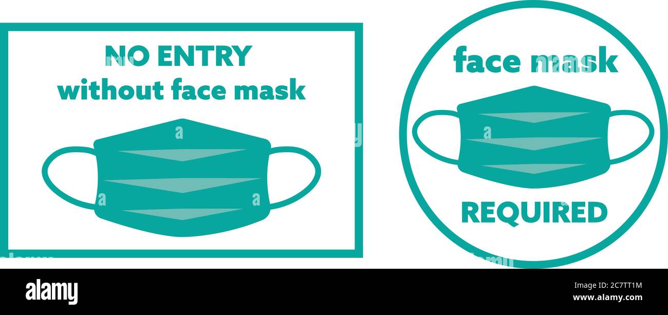 Masque de visage symboles de signe requis règles vecteur Illustration de Vecteur