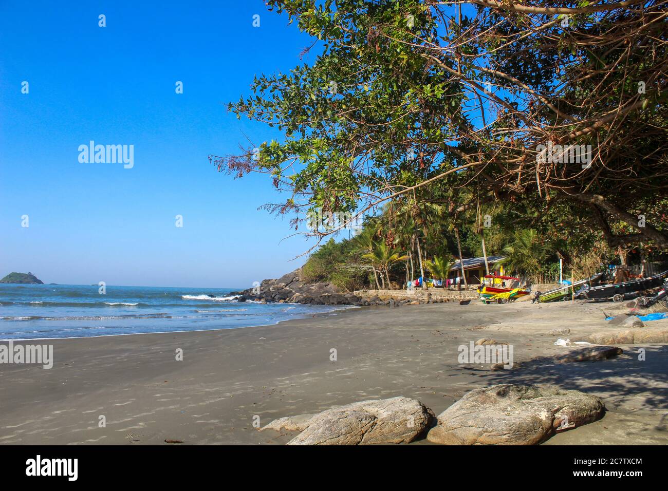 Vue imprenable sur Prainha Branca à Guaruja Sao Paulo au Brésil Banque D'Images