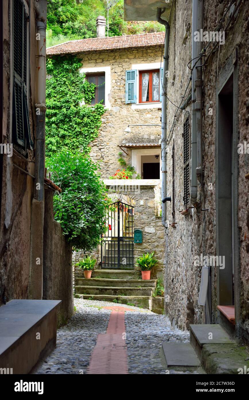 Village ligure de Dolceacqua, Imperia, Italie Banque D'Images