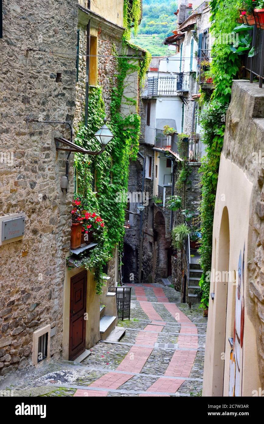 Village ligure de Dolceacqua, Imperia, Italie Banque D'Images