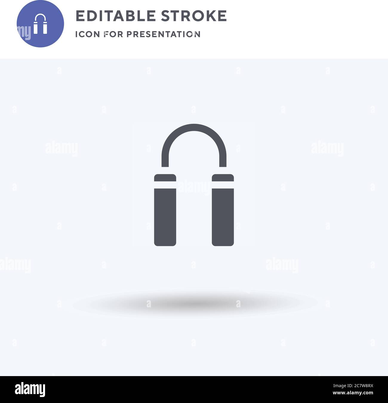 Nunchaku Icon vector, signe plat rempli, pictogramme solide isolé sur blanc, illustration du logo. Icône Nunchaku pour la présentation. Illustration de Vecteur