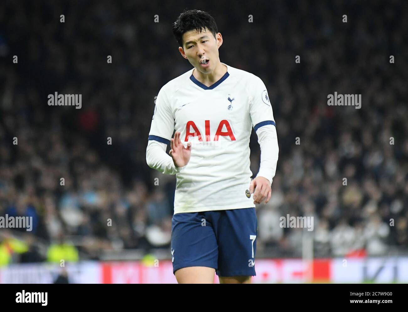 LONDRES, ANGLETERRE - 2 FÉVRIER 2020 : Heung-min fils de Tottenham photographié pendant le match de la Premier League 2019/20 entre Tottenham Hotspur et Manchester City au stade Tottenham Hotspur. Banque D'Images