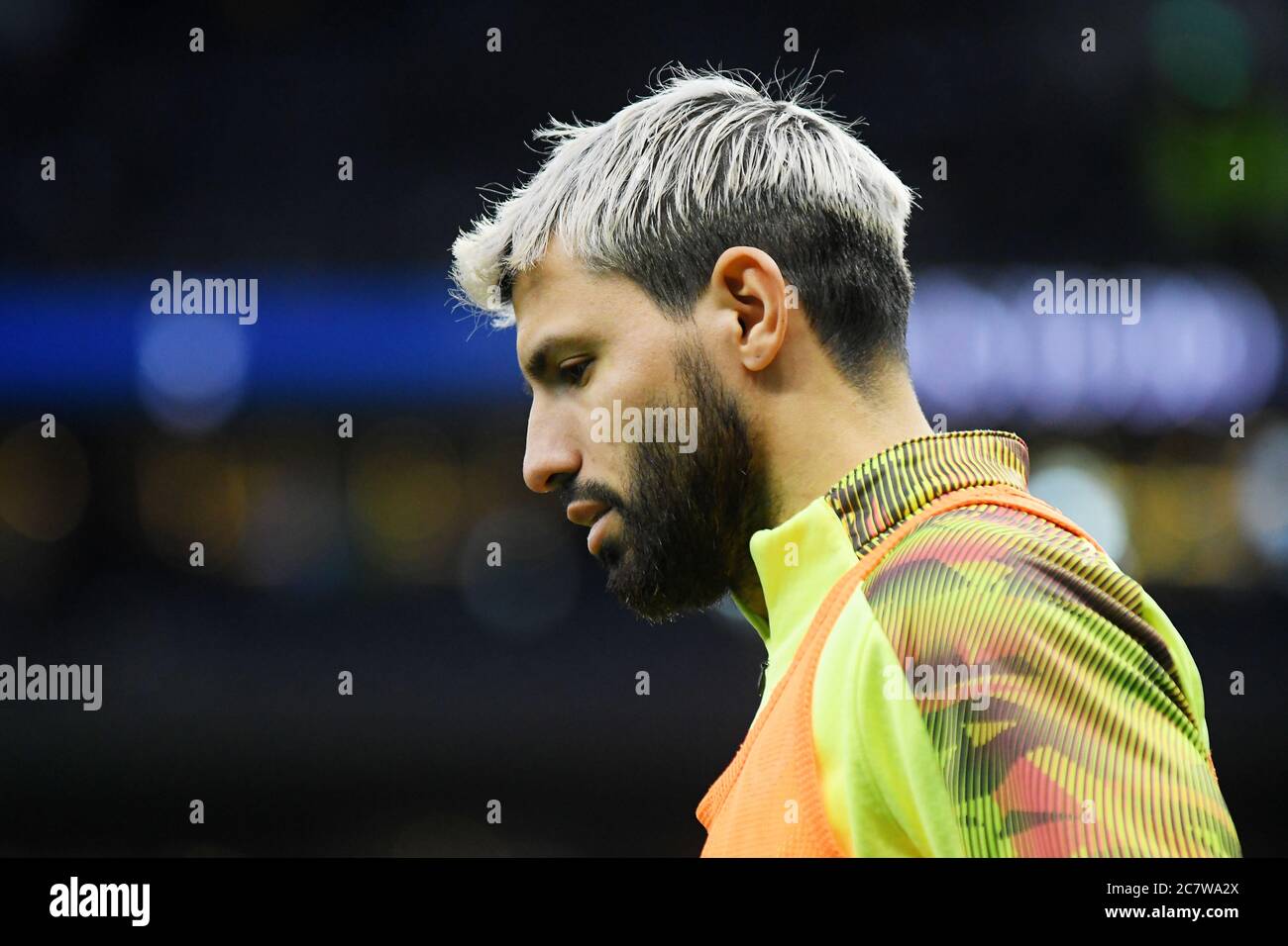 LONDRES, ANGLETERRE - 2 FÉVRIER 2020 : Sergio Aguero de la ville photographié avant le match de la Premier League 2019/20 entre Tottenham Hotspur et Manchester City au stade Tottenham Hotspur. Banque D'Images