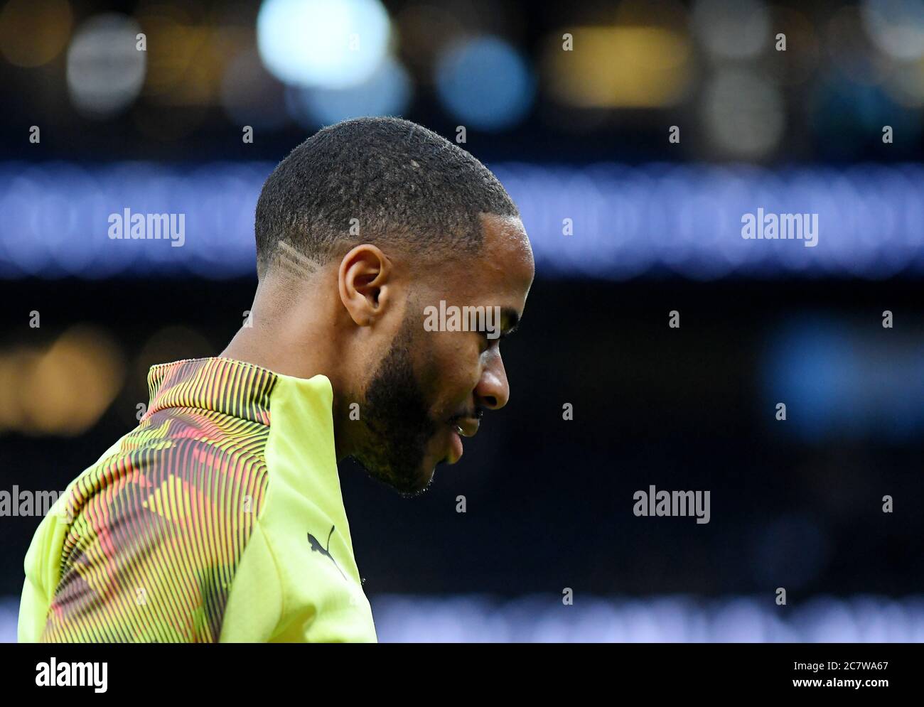 LONDRES, ANGLETERRE - 2 FÉVRIER 2020 : Raheem Sterling of City photographié avant le match de la Premier League 2019/20 entre Tottenham Hotspur et Manchester City au stade Tottenham Hotspur. Banque D'Images