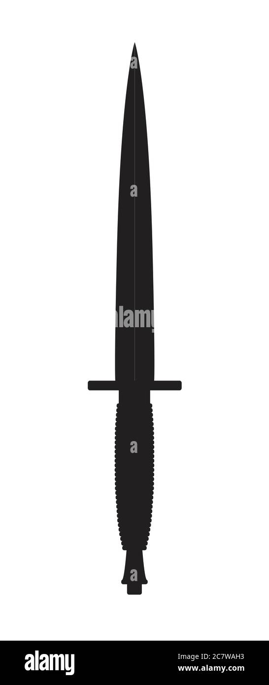 Un couteau de commando WW2 en silhouette noire sur fond blanc Illustration de Vecteur