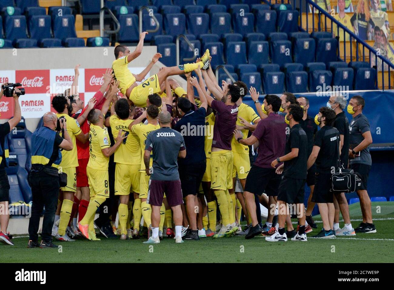 FOOTBALL - VILLARREAL VS EIBAR Santi Cazorla, Bruno Soriano en action pendant la ligue espagnole, la Liga, match de football entre Villarreal et Eibar le 19 juillet 2020 au stade Ceramica à Castellon, Espagne. Foto: Xisco Navarro crédit: CORDEL PRESS/Alay Live News Banque D'Images