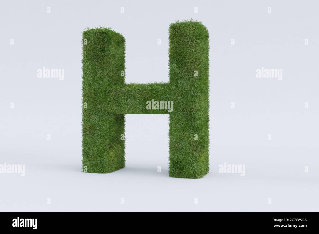 Rendu 3d de la lettre d'herbe verte H isolée sur blanc contexte - concept de l'éducation précoce Banque D'Images