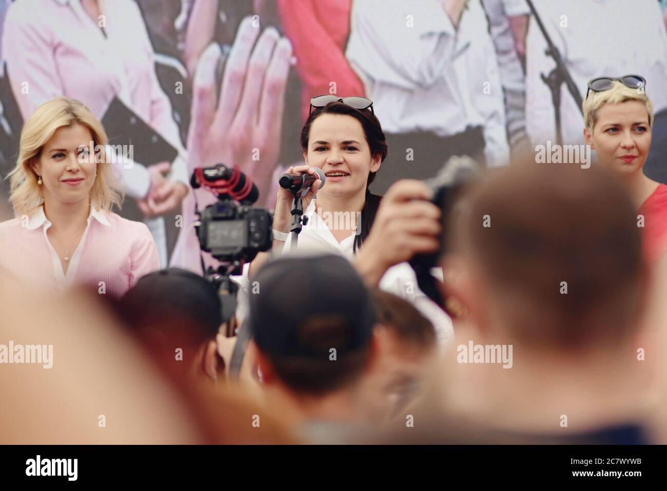 Minsk, Bélarus 07.19.2020/Svetlana Tikhanovskaya, candidate à la présidence pour l'élection de 2020 en Biélorussie , le principal rival d'Alexandre Loukachenko aux élections / Banque D'Images