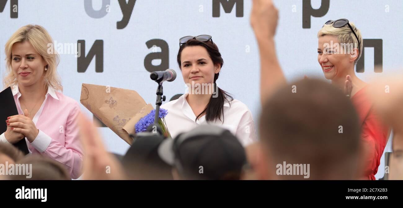 Minsk, Bélarus 07.19.2020/Svetlana Tikhanovskaya, candidate à la présidence pour l'élection de 2020 en Biélorussie , le principal rival d'Alexandre Loukachenko aux élections / Banque D'Images