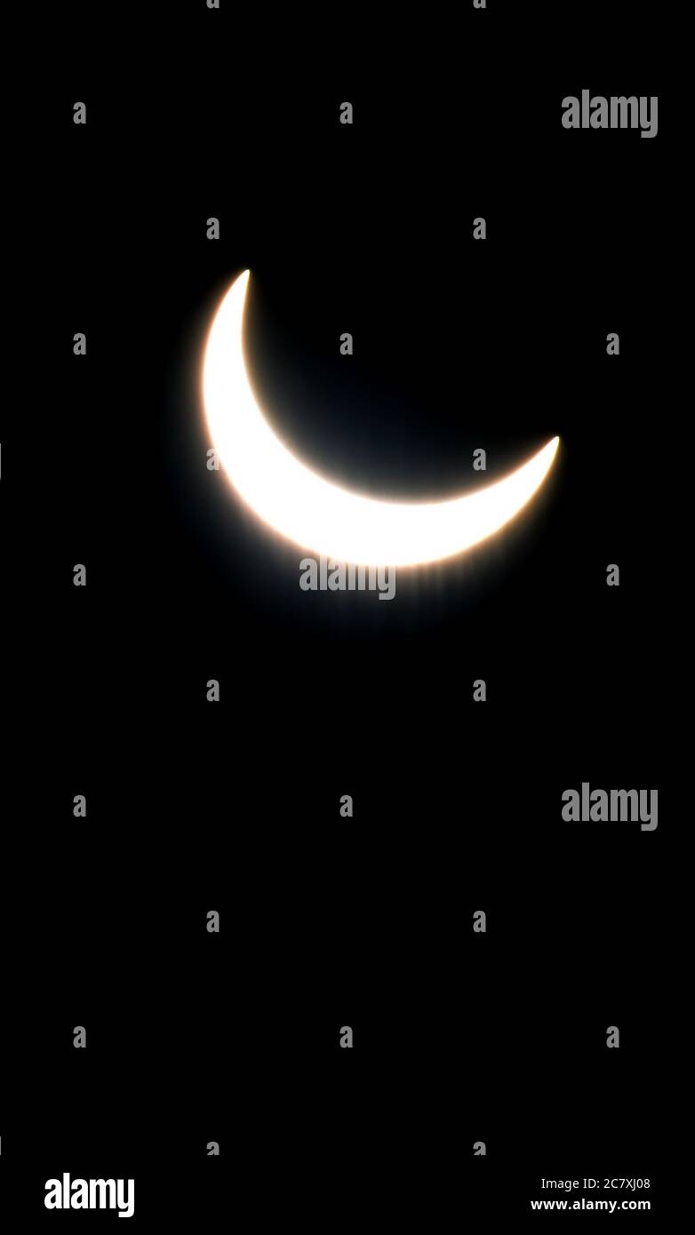 L'éclipse solaire vue à Hong Kong le 21 juin 2020. Banque D'Images