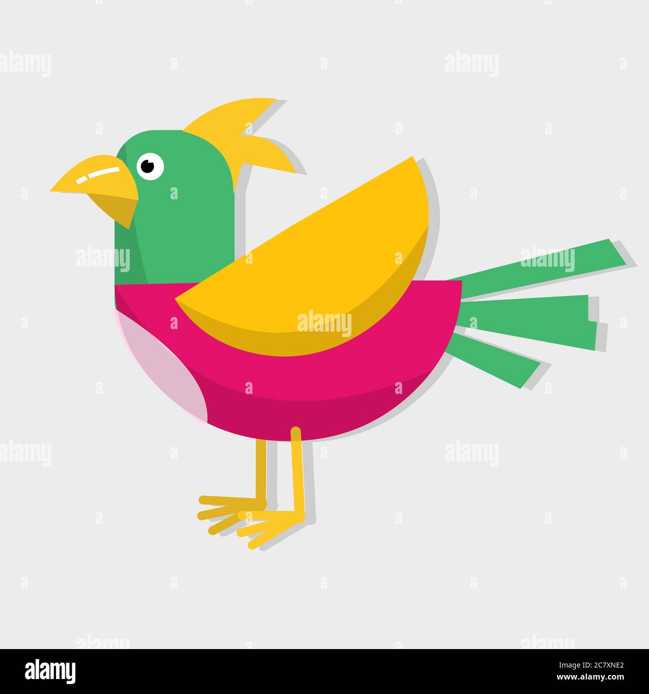 illustration vectorielle isolée de dessin animé d'oiseau coloré de style plat Illustration de Vecteur