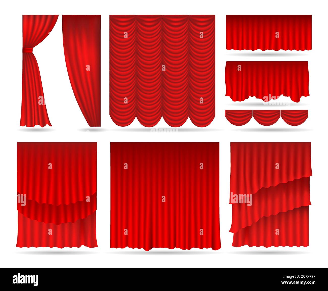 Élégants rideaux rouges Illustration de Vecteur