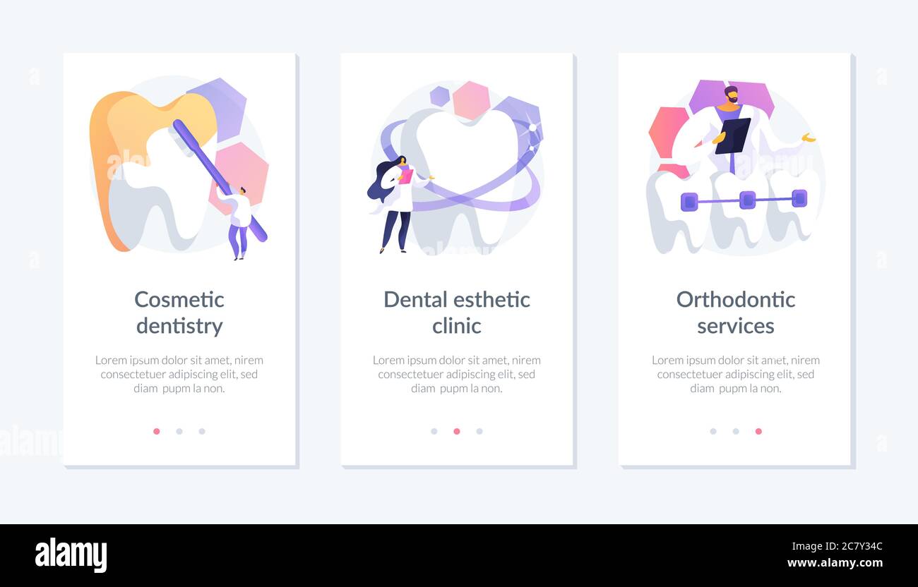 Modèle d'interface de l'app cosmétique Dental. Illustration de Vecteur