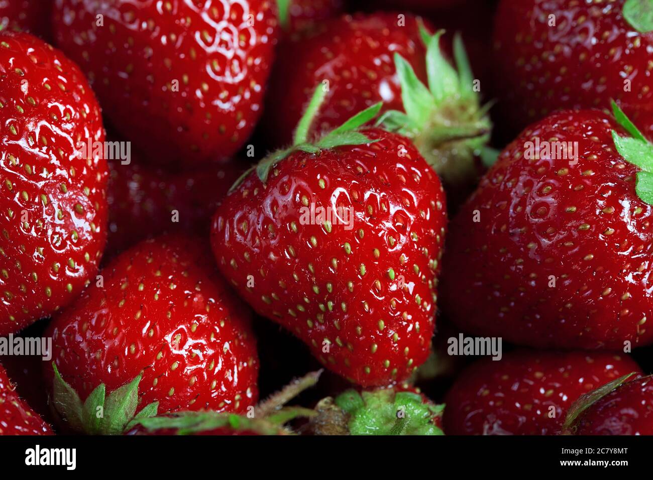 beaucoup de grandes fraises fraîches super macro photo fond, personne Banque D'Images