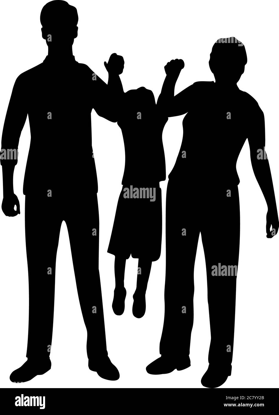 Silhouettes de papa avec maman qui élève son fils dans ses bras Illustration de Vecteur