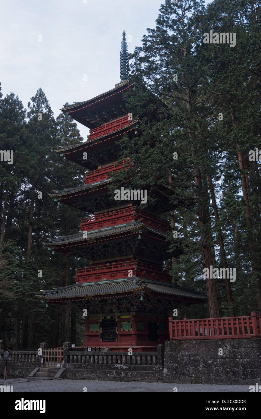 Pagode de 5 étages au temple Rinnoji, Toshogu, Nikko Banque D'Images