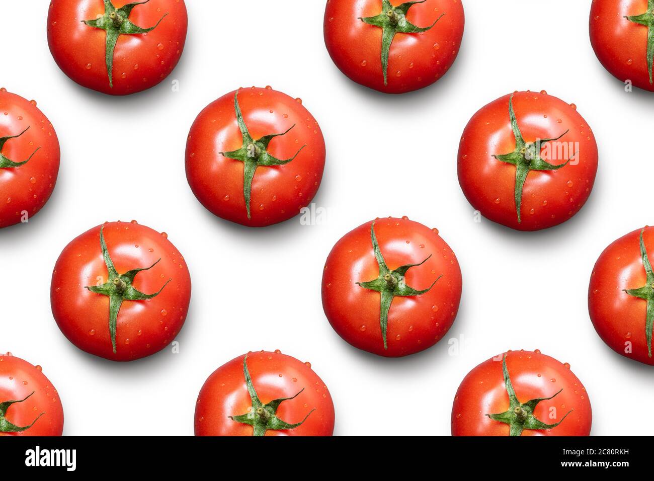 Motif de tomate isolé sur fond blanc. Banque D'Images