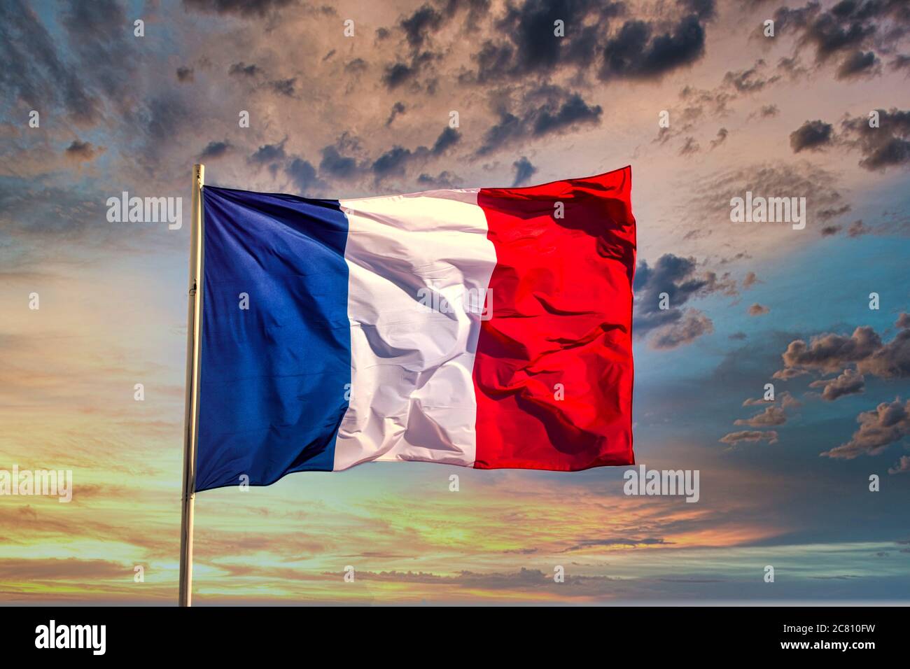 Drapeau français au vent Banque D'Images