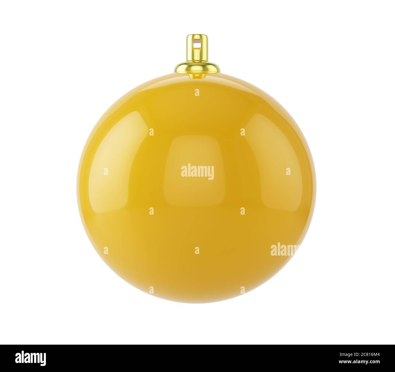 Boule de noël jaune isolée sur fond blanc, illustration 3d Banque D'Images