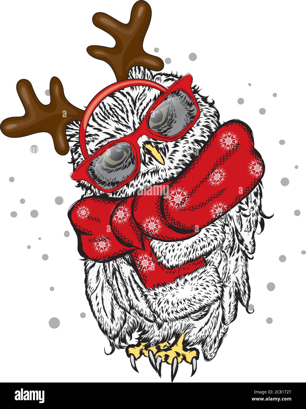 Magnifique hibou portant une écharpe. Décoration de Noël oiseau sur une  branche. Illustration vectorielle. Nouvel an et Noël Image Vectorielle  Stock - Alamy