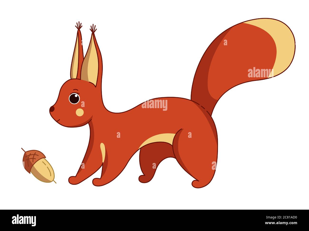Écureuil rouge avec corne. Illustration vectorielle dans un joli style de dessin animé Illustration de Vecteur