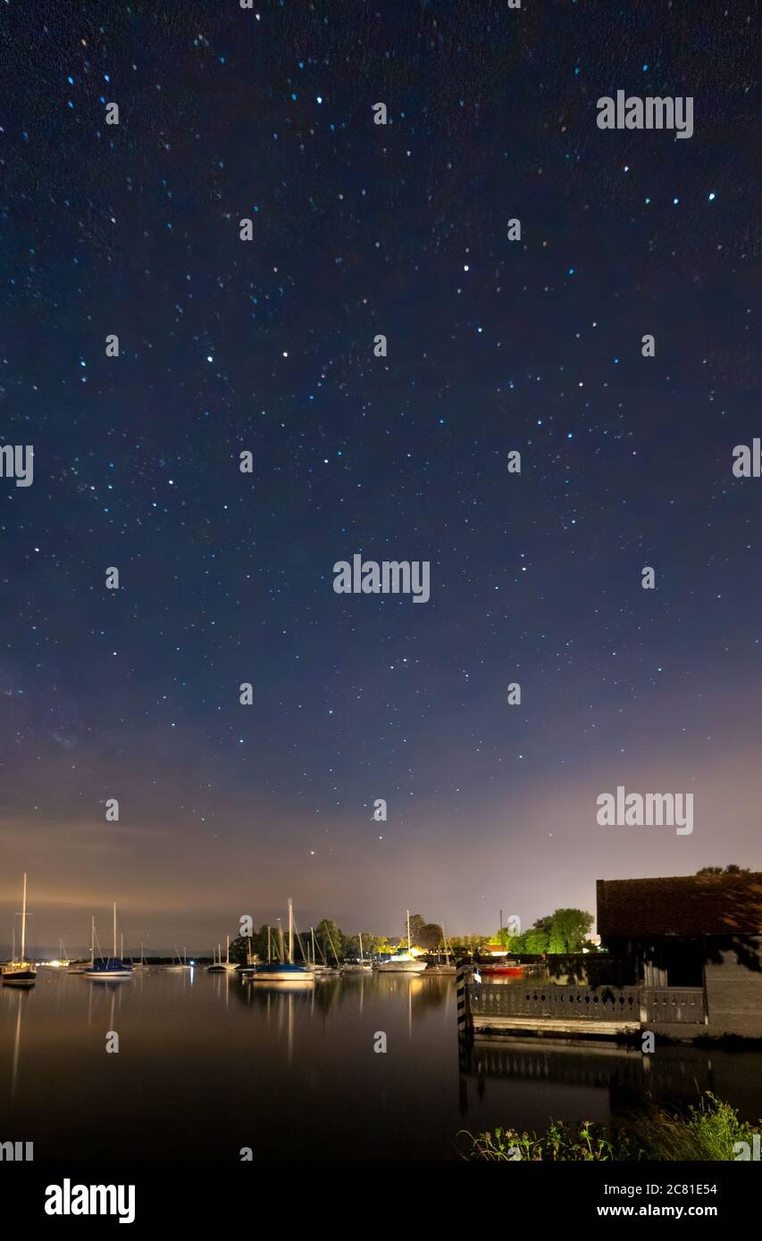 Ciel étoilé au lac Starnberg, Bavière, Allemagne, Europe Banque D'Images