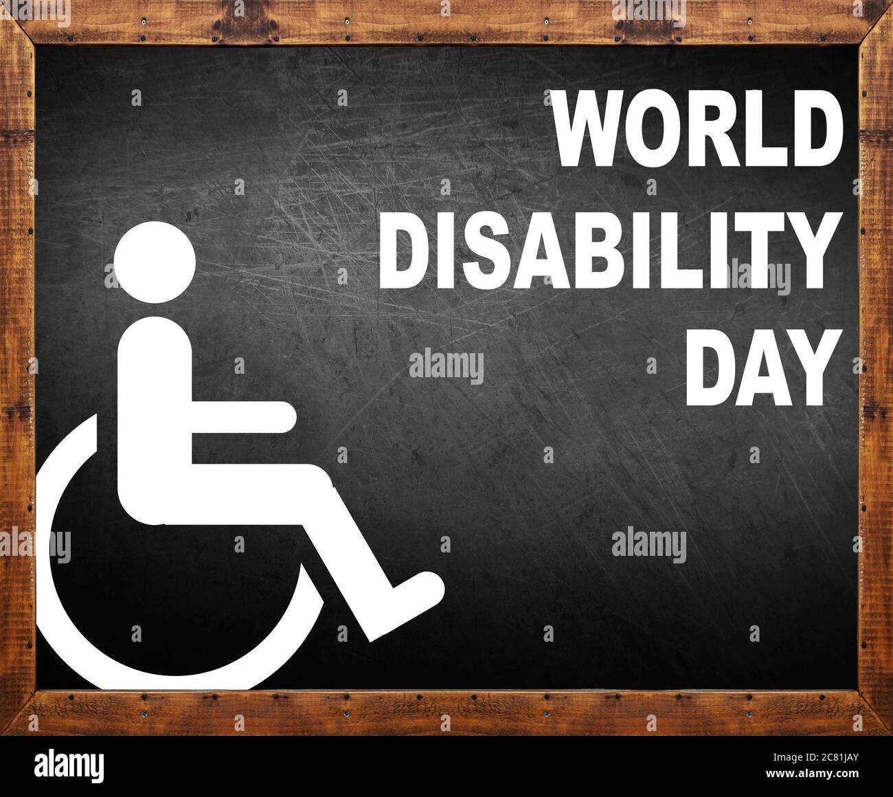 Journée mondiale de l'incapacité écrite sur le tableau noir Banque D'Images