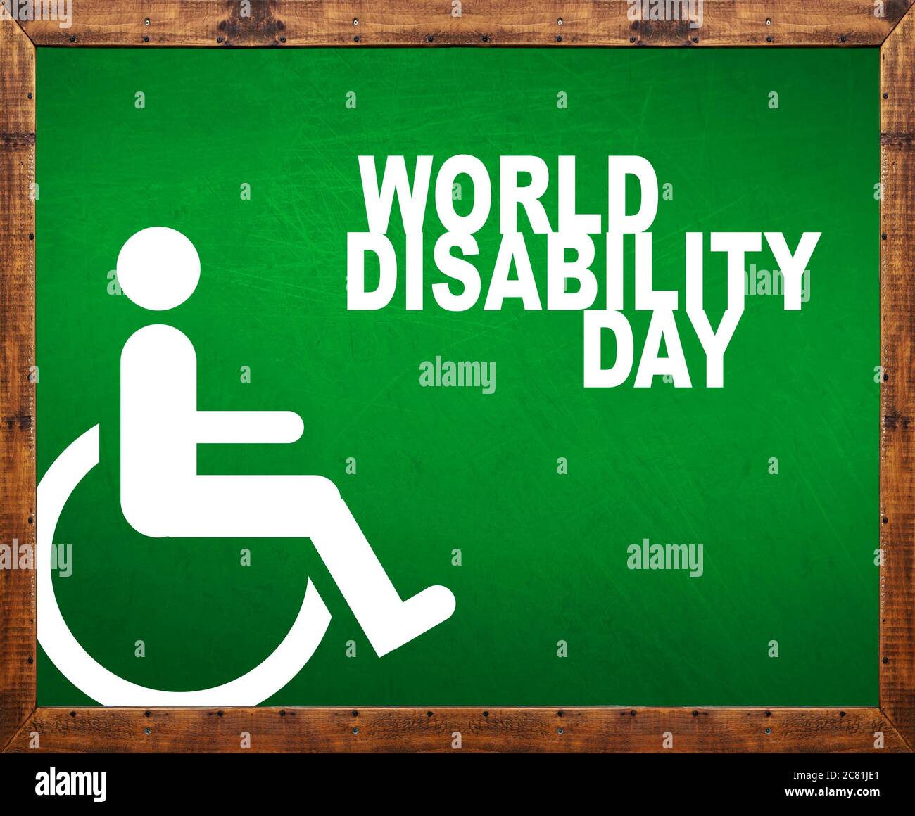 Journée mondiale de l'incapacité écrite sur le tableau noir Banque D'Images