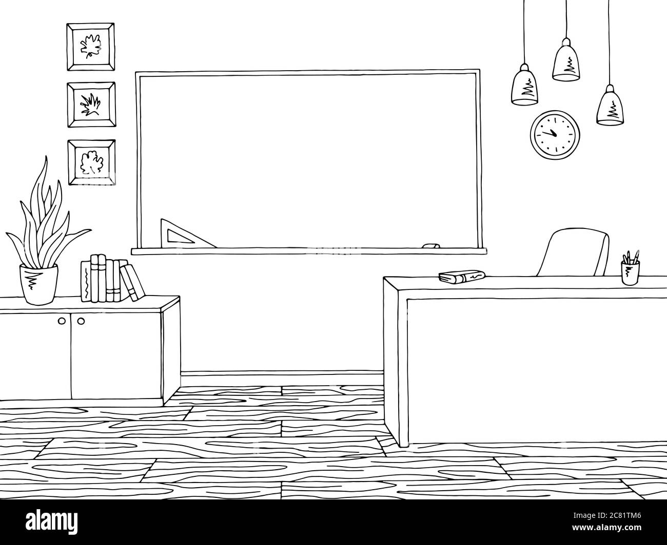Schéma de la salle de classe noir blanc dessin d'intérieur vecteur d'illustration Illustration de Vecteur