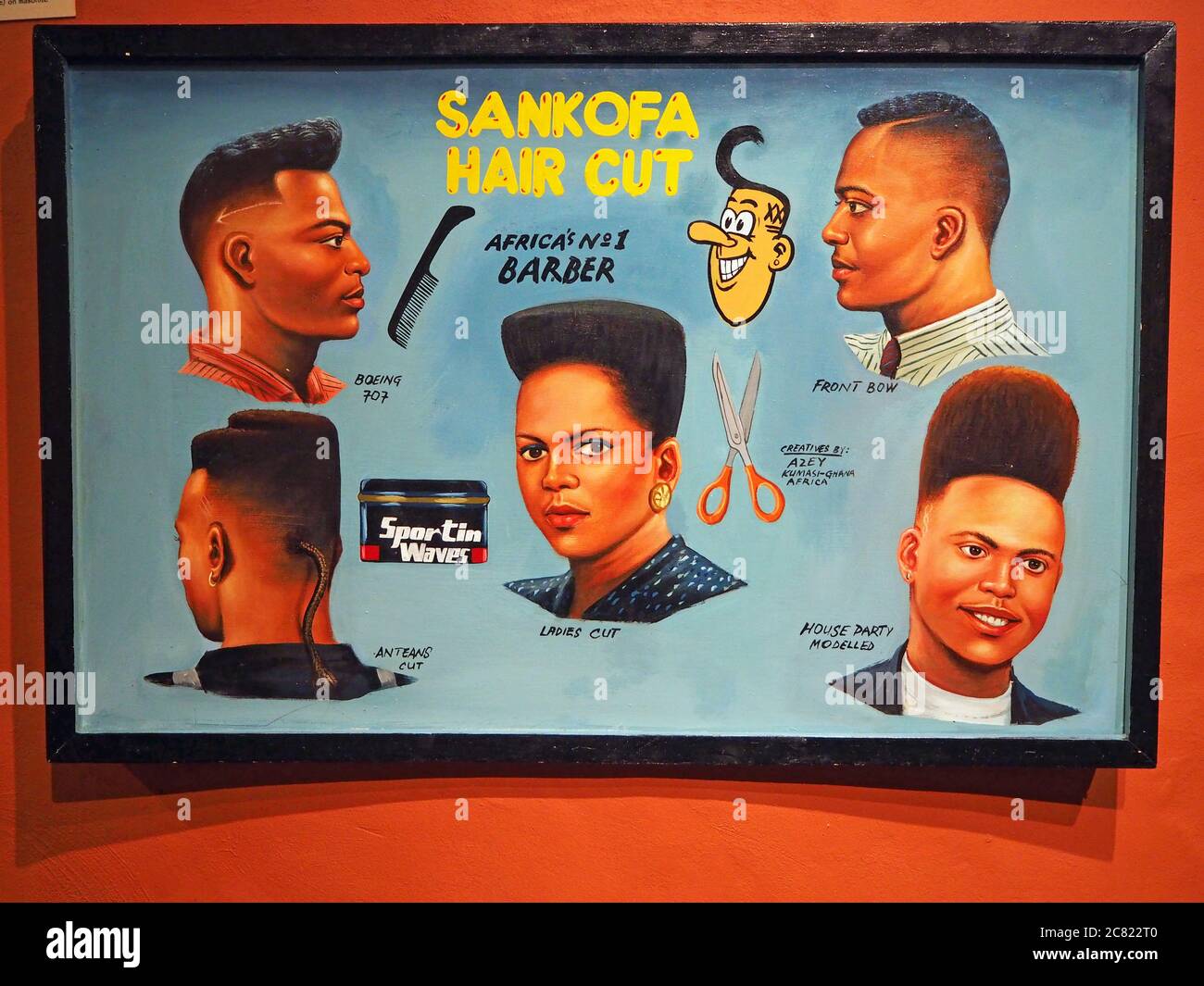 Sankofa Hair Cut, panneau de coiffeur africain, Calgary, Alberta, Canada Banque D'Images