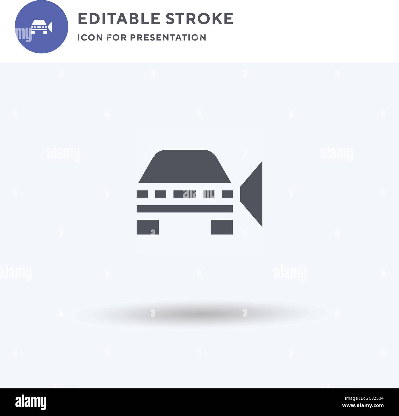 Vecteur d'icône de voiture lumineuse, signe plat rempli, pictogramme solide isolé sur blanc, illustration du logo. Icône de l'éclairage de la voiture pour la présentation. Illustration de Vecteur