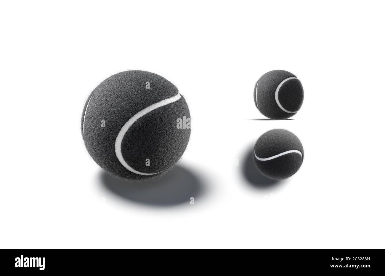 Maquette de tennis noir vierge, vues différentes Banque D'Images