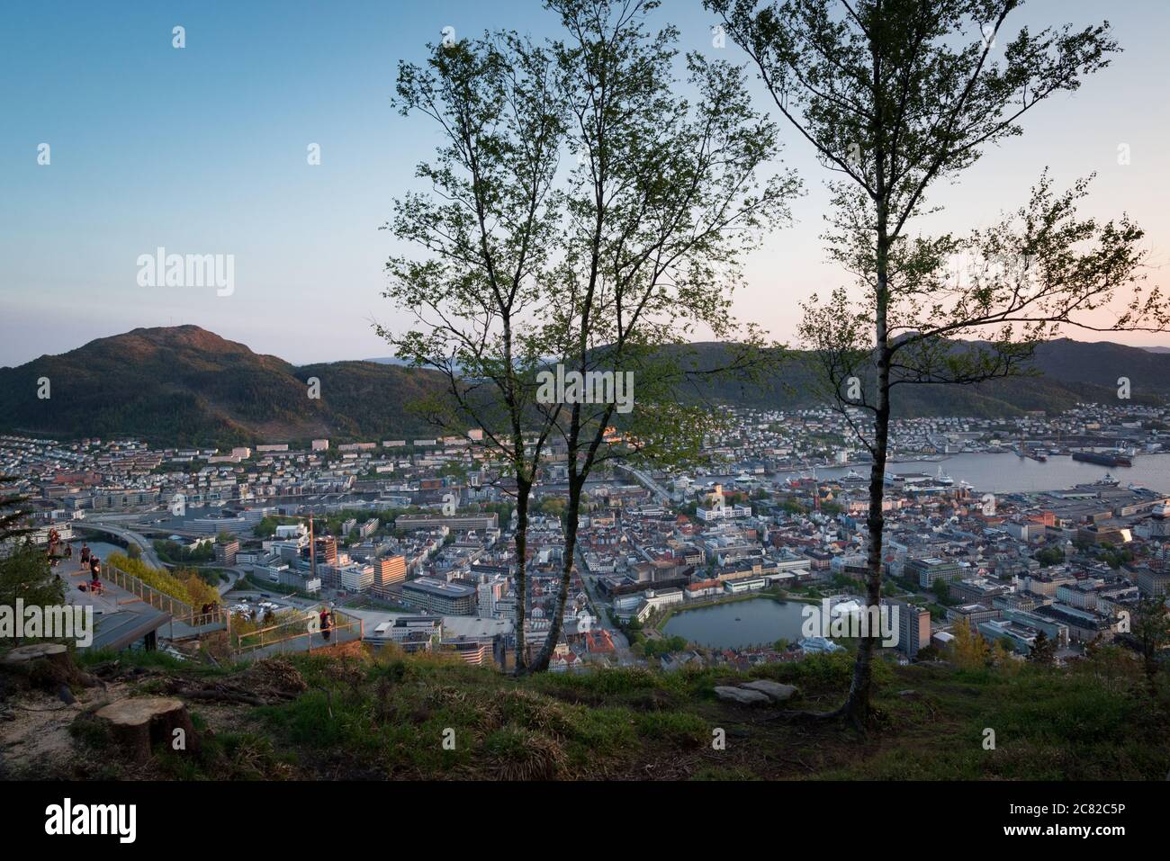 La vue du sommet à Fløyen, donnant sur Bergen en Norvège Banque D'Images