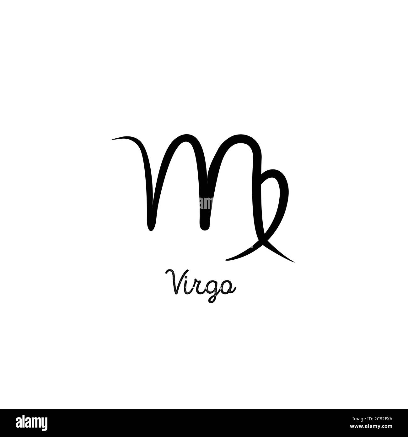 Illustration du zodiaque de virgo dessinée à la main. Simple ligne main virgo zodiac icône. Symbole vecteur de zodiaque de Virgo. Dessin à la main signe de zodiaque de virgo Illustration de Vecteur