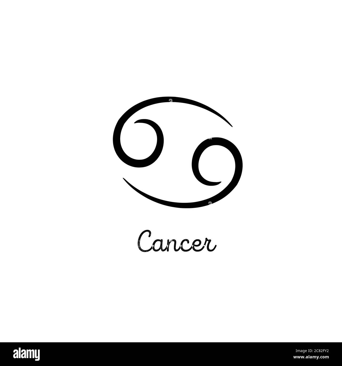 Illustration du zodiaque du cancer dessiné à la main. Icône de zodiaque de cancer de ligne simple. Symbole du vecteur zodiaque du cancer du tatouage. Main dessin signe de cancer Illustration de Vecteur