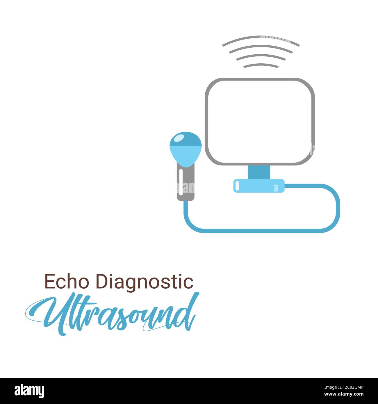 Illustration de l'icône vecteur de l'échographe. Échographie médicale. Vérifier la machine. Diagnostic d'écho. Icône de la machine de diagnostic à ultrasons. Illustration de Vecteur