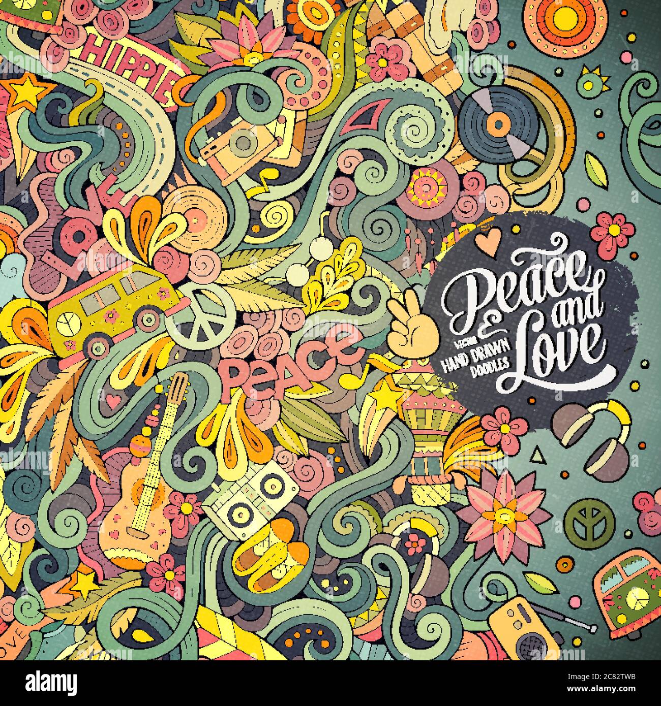 Dessin animé dessin à la main dessin dessin dessin dessin animé dessin hippie illustration Illustration de Vecteur