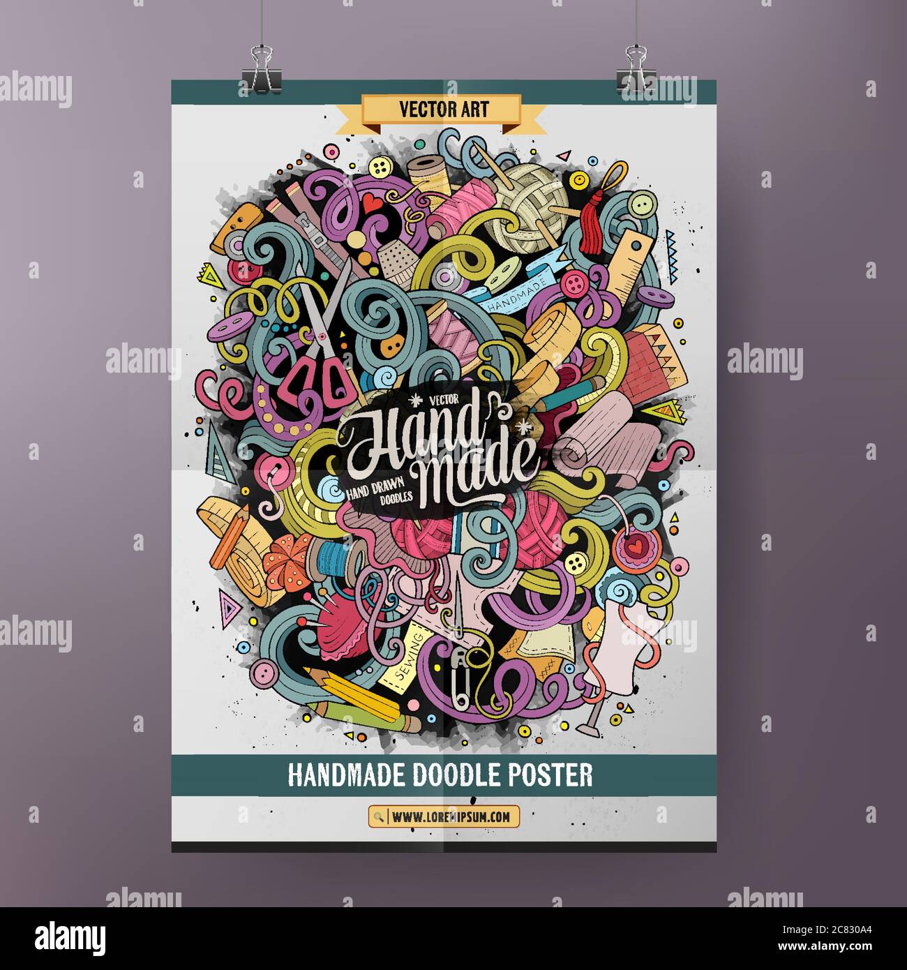 Affiche faite à la main de dessins animés Illustration de Vecteur
