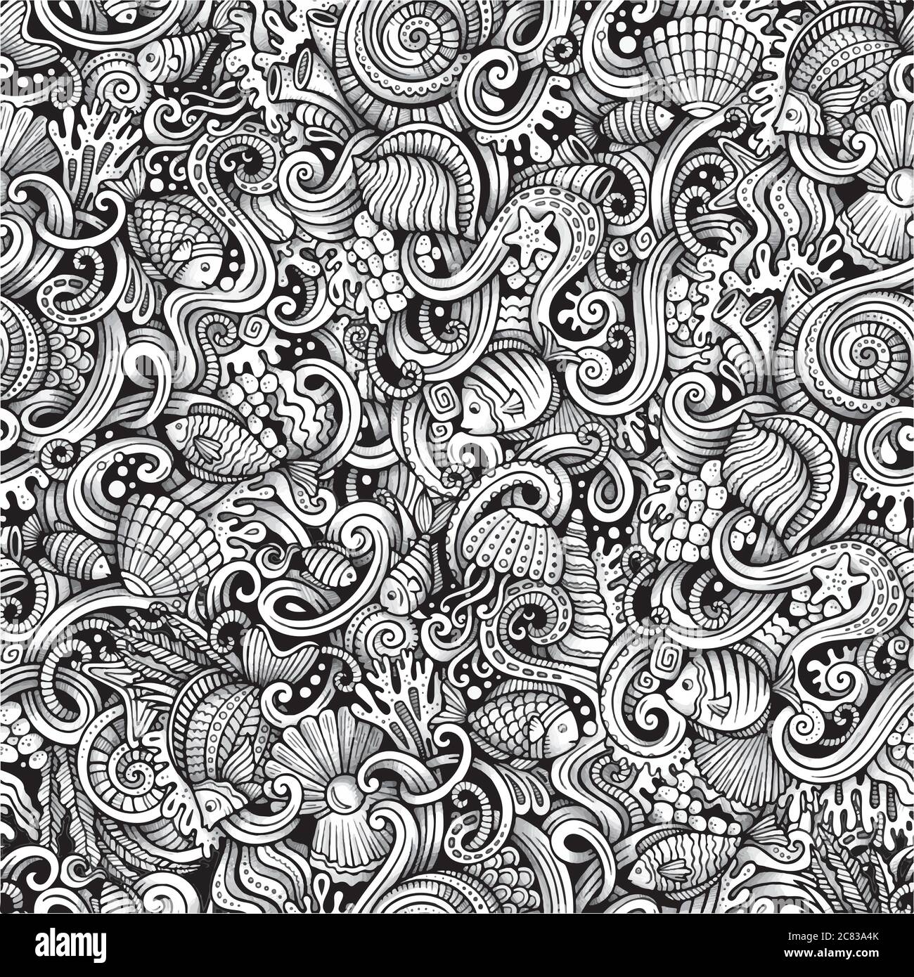 Dessin animé griffés sous l'eau vie sans couture motif Illustration de Vecteur