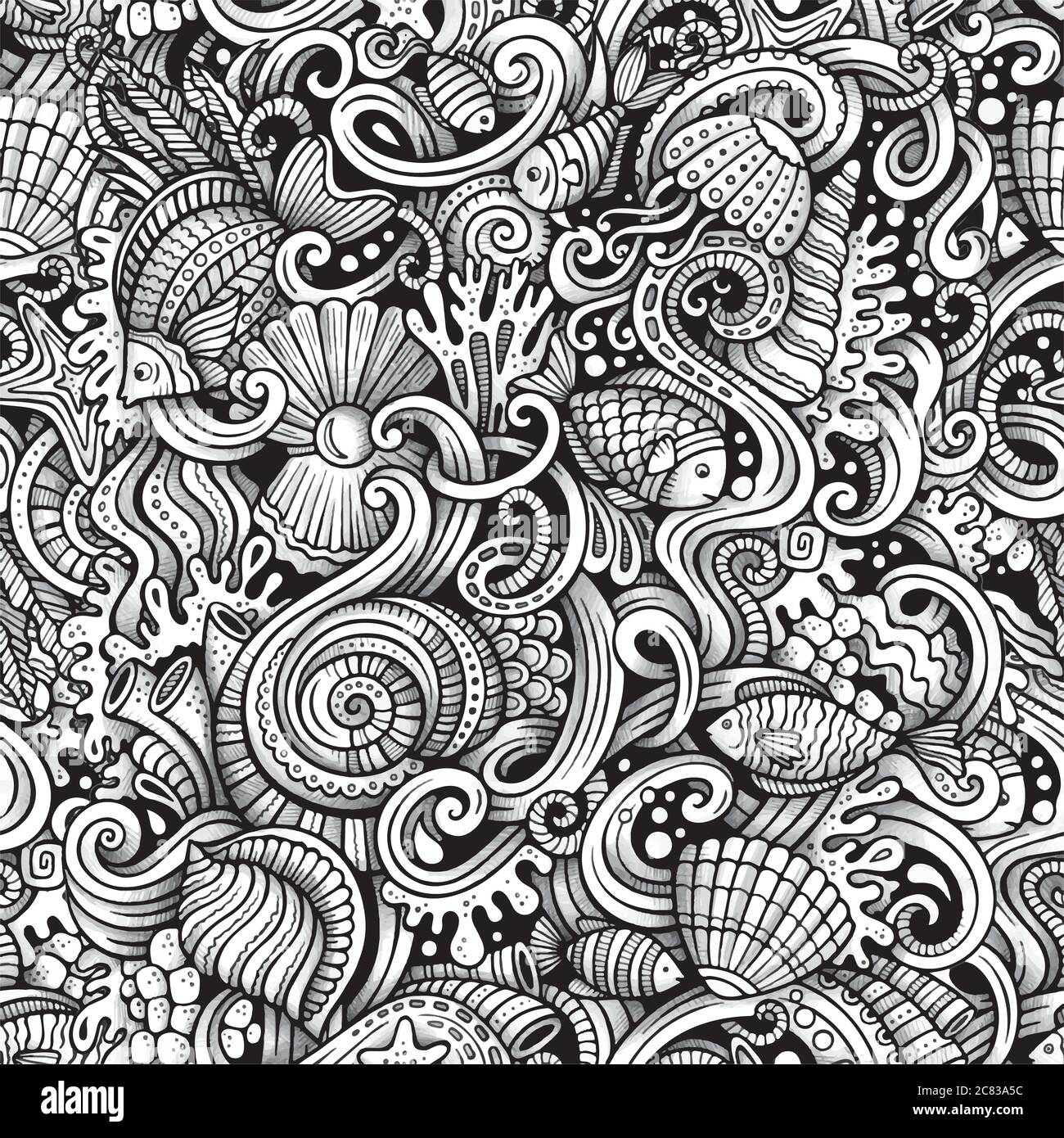 Dessin animé griffés sous l'eau vie sans couture motif Illustration de Vecteur