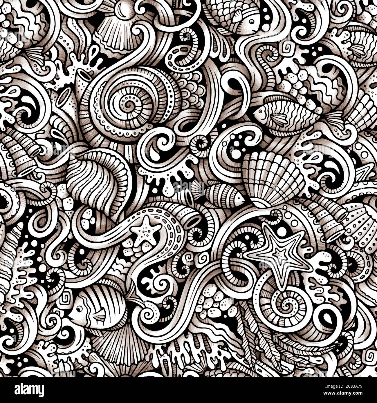 Dessin animé griffés sous l'eau vie sans couture motif Illustration de Vecteur