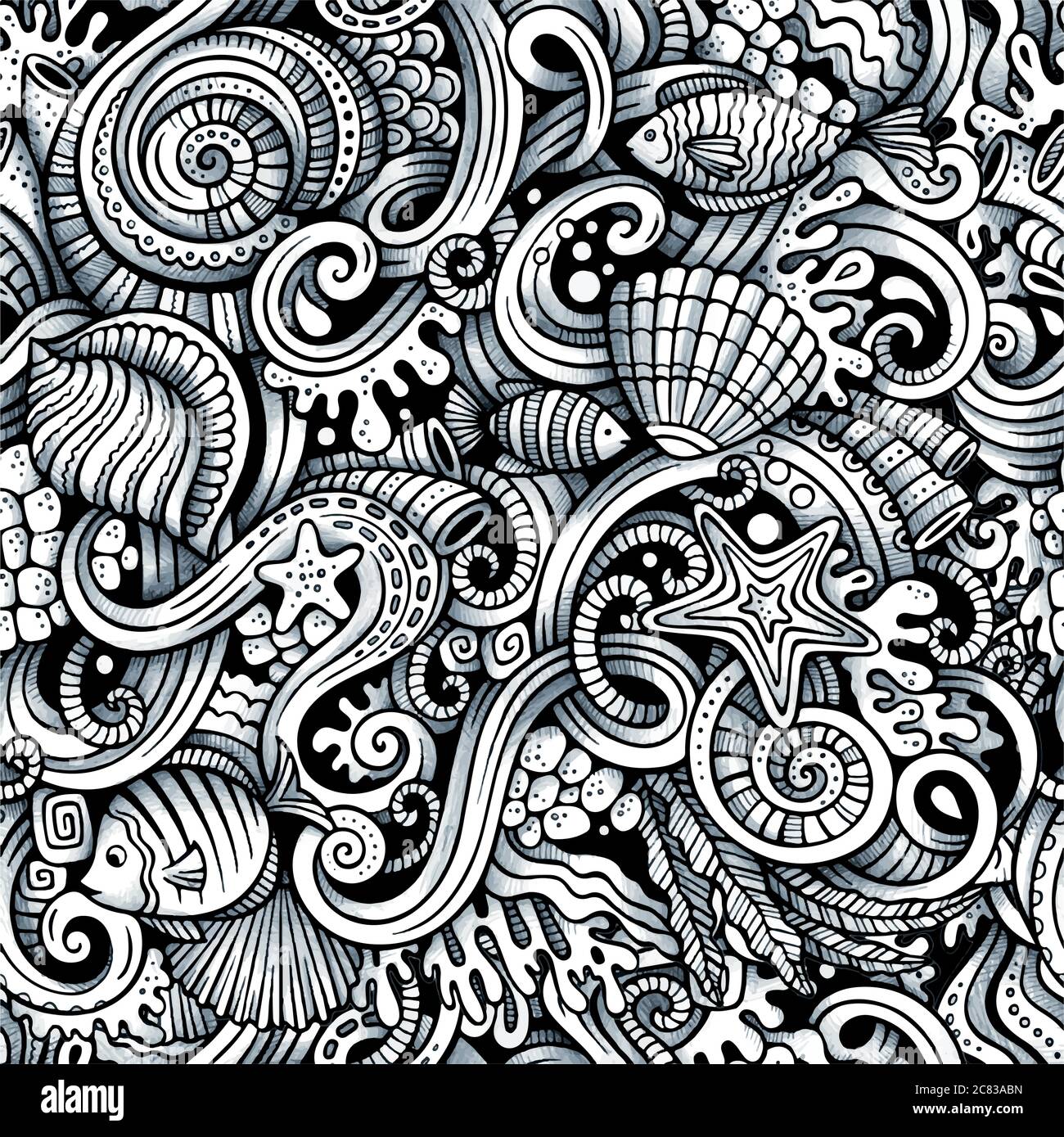 Dessin animé griffés sous l'eau vie sans couture motif Illustration de Vecteur