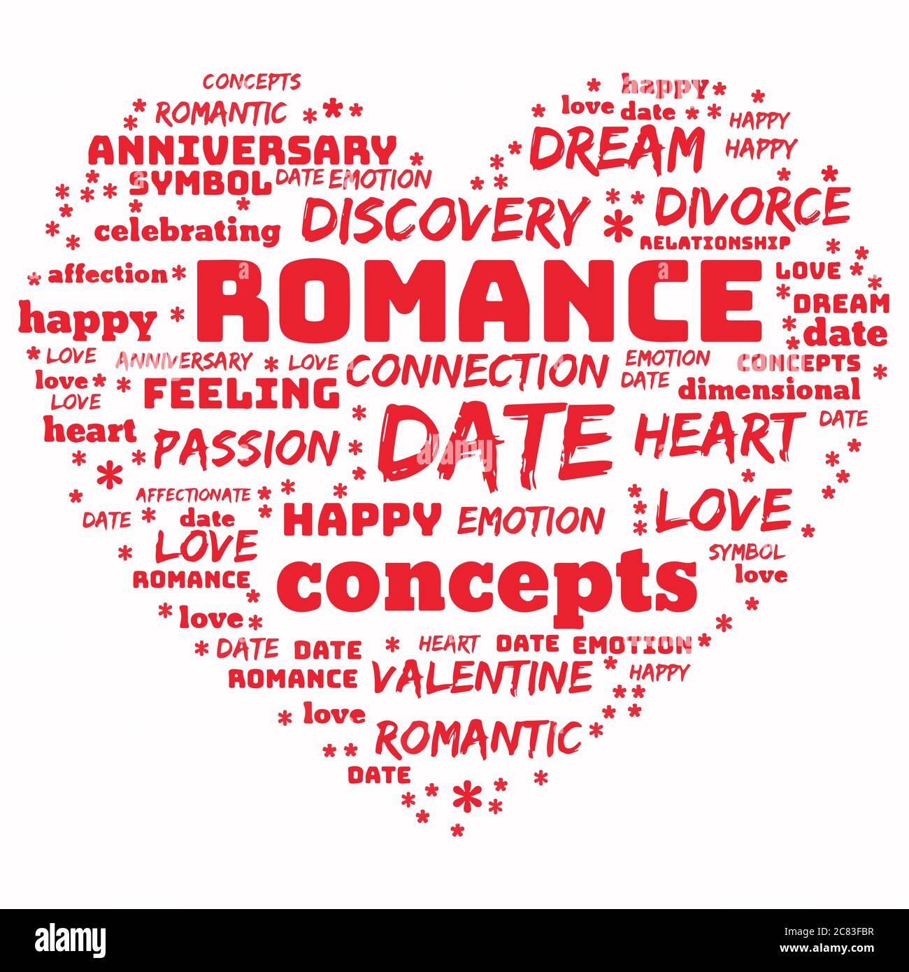 Nuage de mots liés à la vie romantique et d'amour Illustration de Vecteur
