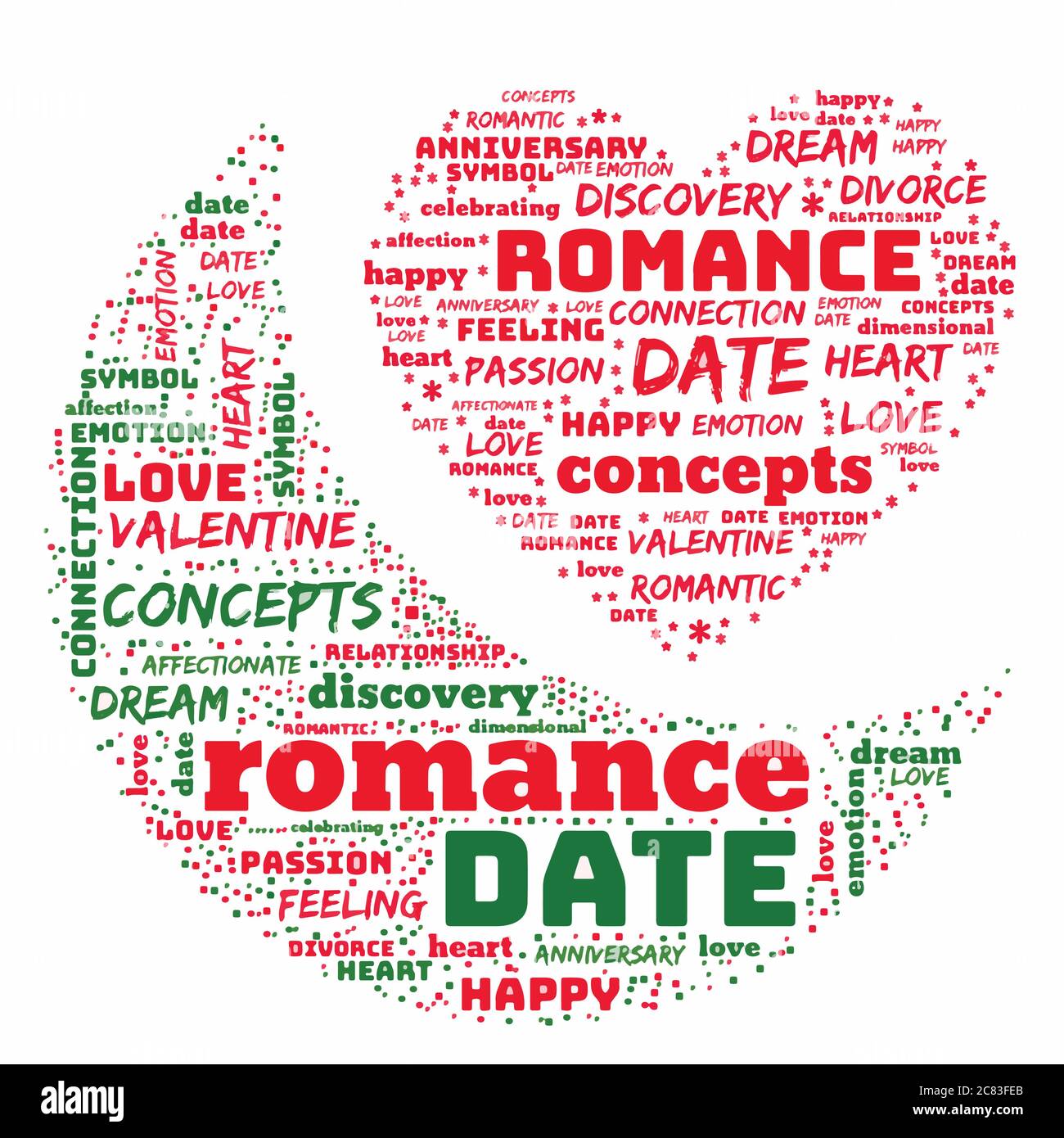 Nuage de mots liés à la vie romantique et d'amour Illustration de Vecteur